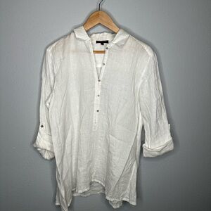 Eileen Fisher white linen tunic top size XS women’s